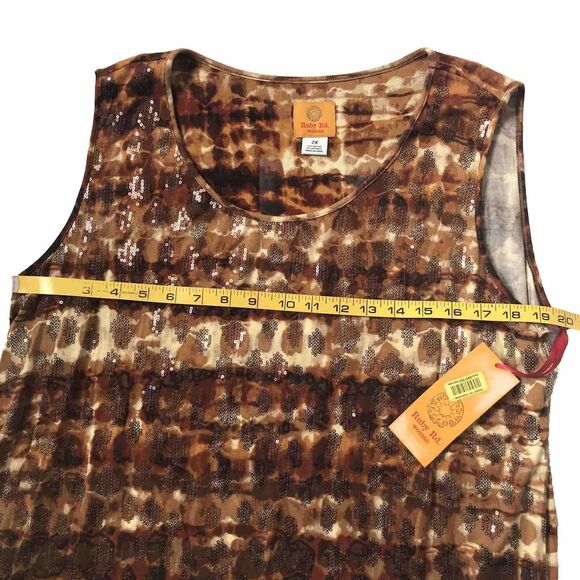 NWT Ruby Rd Sequins Sleeveless Tank Top Womens Plus 2X  Autumn Fall Brown Rust - Picture 8 of 9